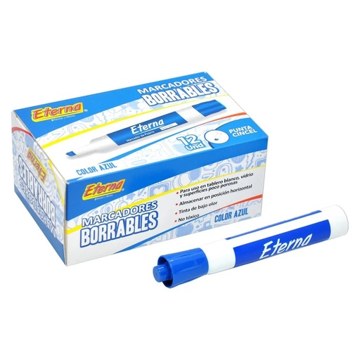 [ET107] Marcador borrable azul caja x12 eterna