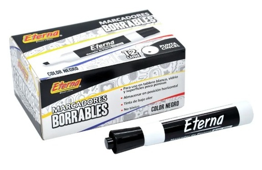 [ET106] Marcador borrable negro caja x12 eterna 